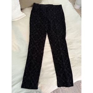 NWT Chico's Juliet So Slimming Black‎ Velvet Damask Straight Leg Pants Size 6R